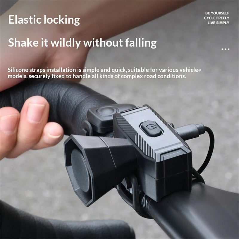 WEST BIKING 120dB Mini Bicycle Horn Type-C Charging 5 Modes Warning Waterproof Electric Bike Bell for MTB Riding Safety