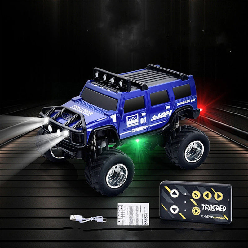 TRASPED HG4-221/222 RTR 1/64 2.4G Mini RC Car Alloy Shell Hummer Off-Road Climbing Truck Support App Remote Controlled LED Light Simulated Vehicle Three Speed Cruise Control Desktop Toys Model Collection Gift For Boys