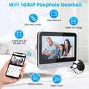 Smart Home Tuya 120 Wide Angle Door Peephole Camera 1080P Wireless One Way Intercom Video Eye Motion Detection Wifi Doorbell Camera 5000mAh Battery Work with Alexa&Google