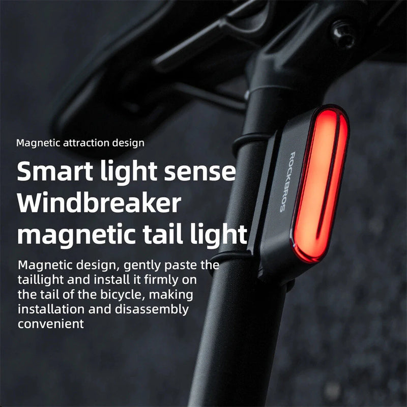 ROCKBROS Magnetic Bicycle Taillight Smart Brake Light 7 Lighting Modes IPX6 Waterproof USB Rechargeable LED Bicycle Rear Light for Night Riding