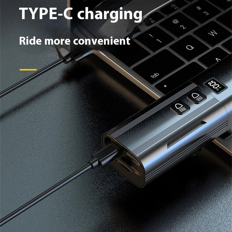 BIKIGHT Digital Display Bike Headlight Near and Far Light Anti-glear Design Type-C Rechargeable Waterproof Cycling for MTB Bike Road Bike