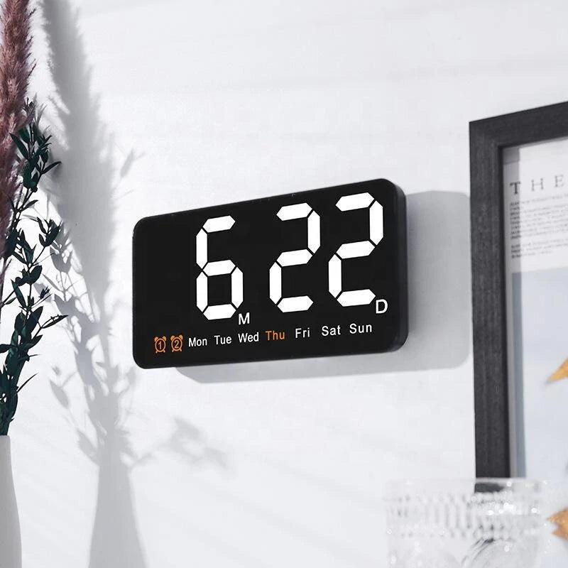 Large Display Led Digital Wall Clock Brightness Adjustable Voice Control Display Temperature Desktop Alarm Clock