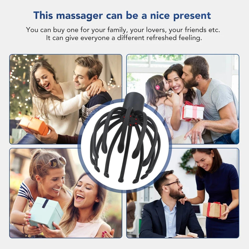 Electric Octopus Claw Head Massager Scalp Scratcher Massage Machine Relief Head Stress Fatigue Vibration Massage Hair Growth