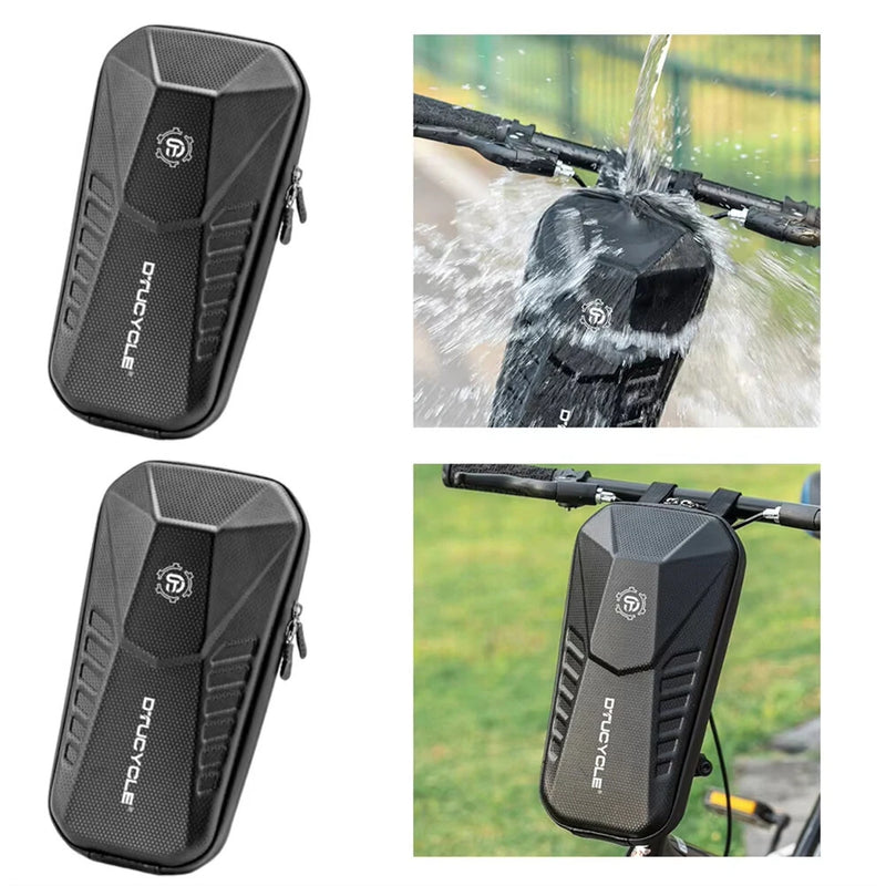 DTUCYCLE 2/3/4L Electric Bike Bag Waterproof Double Zipper Hard Shell Front Hangding Storage Bag for Electric Bicycle Scooter