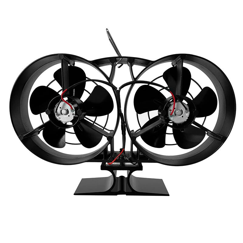 IPRee Stove Fan 10-Blades Heat Powered Double Headed Fireplace Fan Thermodynamic Fan For Autumn Winter Indoor Wood Burners Home Warm