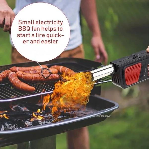 Electric BBQ Charcoal Ignition Tool Powerful Drum Fan Handheld Electric BBQ Fan Blower for Outdoor Camping BBQ Picnic Cooking Bakery BBQ Tools