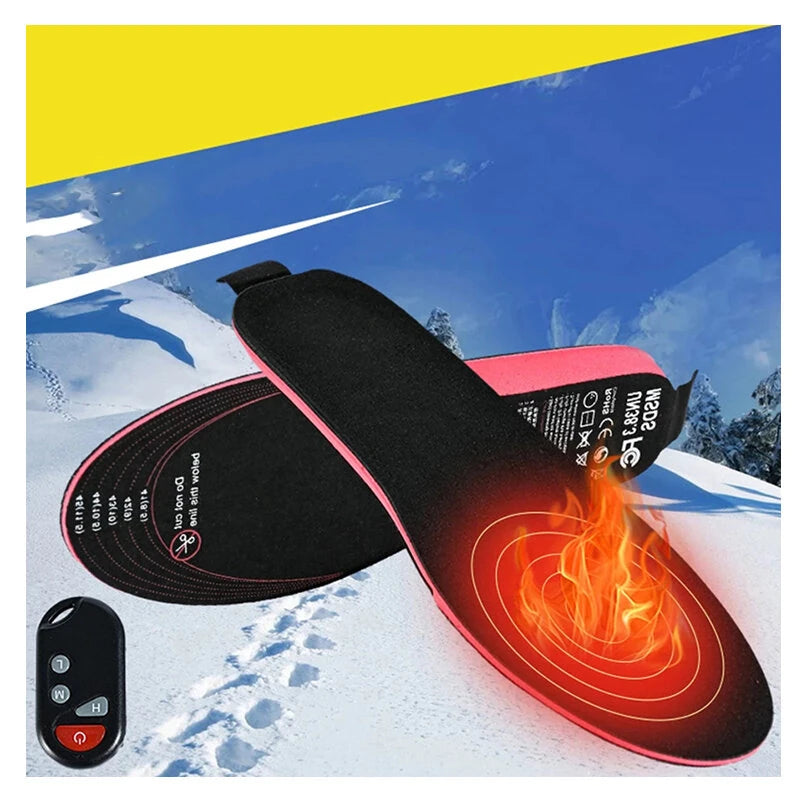 TENGOO 1 Pair EVA Unisex Electric Heated Insoles Wireless Remote Control Thermal Rechargeable Smart Heating Warm Pad for Winter Sports