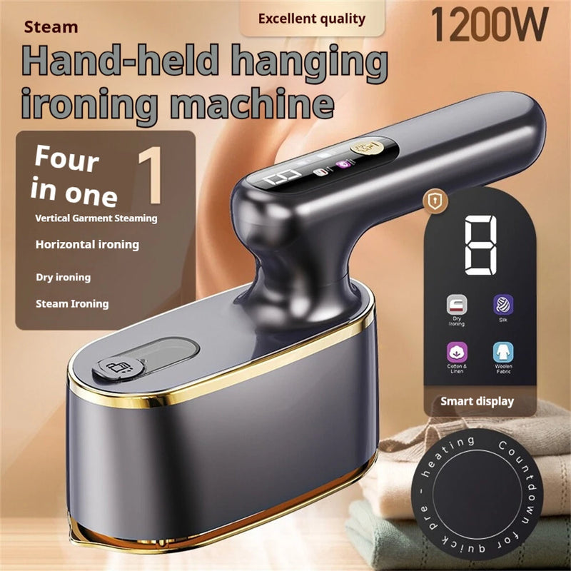 Tevorex Foldable Handheld Steamer Iron 1200W High Pressure Steam Lightweight 4-mode Adjustment LCD Display Steaming Machine For Various Fabrics Highly Effective Wrinkle Removal