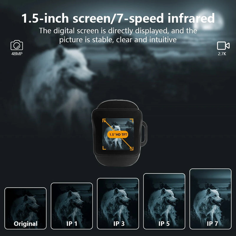 IPRee Infrared Optical Night Vision Monocular With 2000mAh Rechargeable Battery 7X Zoom Digital 2.7K 48MP Outdoor Telescope Camera for Hunting Camping