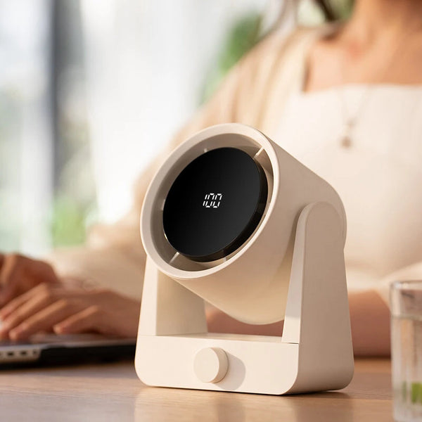 100 Speed Digital Display Electric Fan High Power Wind Desktop Up and Down Adjustable Fan Punch-Free Wall-Mounted USB Household Small Air Circulation Fan Adjustable Angle