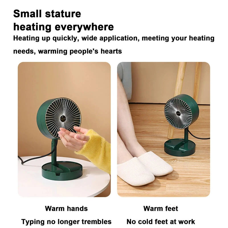 IPRee Portable Fast Heating Fan Heater 800W Electric Vertical Desktop PTC Small Portable Folding Telescopic Hot Air Blower