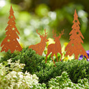 Pack of 4 Rust Stake Christmas Tree and Deer Christmas Decoration Rust Garden Stakes Christmas Trees Reindeer Christmas Decoration Outdoor Autumn Decoration