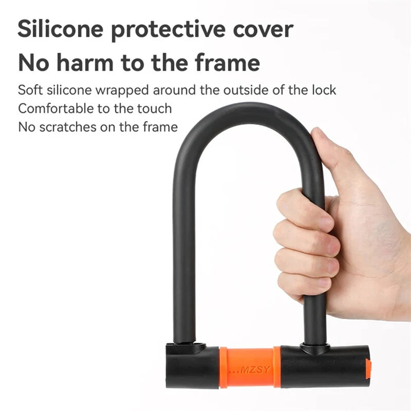 U Shape Bike Lock Silicone Soft Anti-Theft with 2 Keys Safety Lock for MTB Bike Road Bike