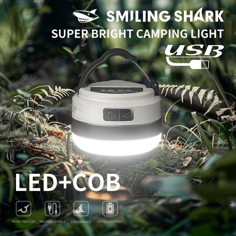 SMILING SHARK Multifunctional Portable Adjustable Lantern Outdoor Camping Tent Light Rechargeable Emergency Lighting