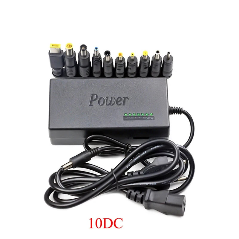 Universal Power Adapter Charger 96W 12V-24V 4A with EU/US Plug and Multiple Pins Adjustable Voltage Portable Laptop Charger