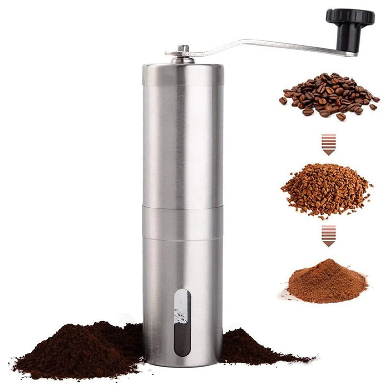 Portable Stainless Steel Manual Coffee Grinder Ceramic Grinding Core Adjustable Grinding Coarseness Hand Crank Coffee Machine
