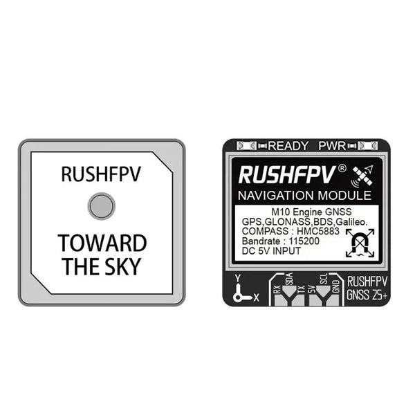 RUSHFPV GNSS PRO UBX NMEA M10 Dual Protocol GPS Module Built-in Ceramic Antenna 5883 Compass for RC Airplane Car FPV Racing Drone