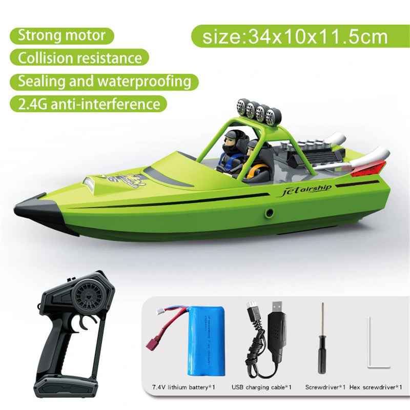 TY XIN 725 2.4G 30km/h RC Boat Jet Speedboat Capsized Reset Waterproof LED Light Remote Control Ship High Speed Vehicles Models