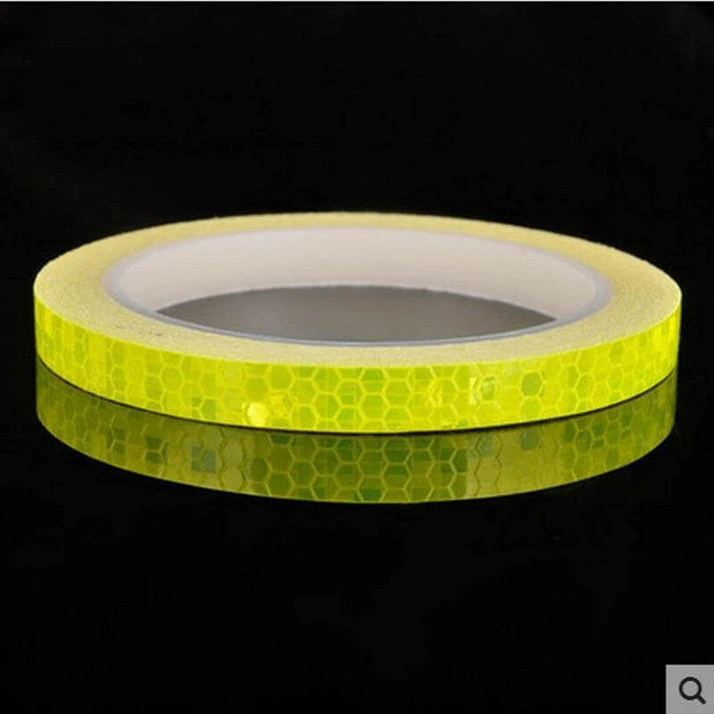 1cm*8m Bike Wheels Reflective Stickers Fluorescent Reflect Strip Adhesive Tape for MTB Bicycle-Yellow Style