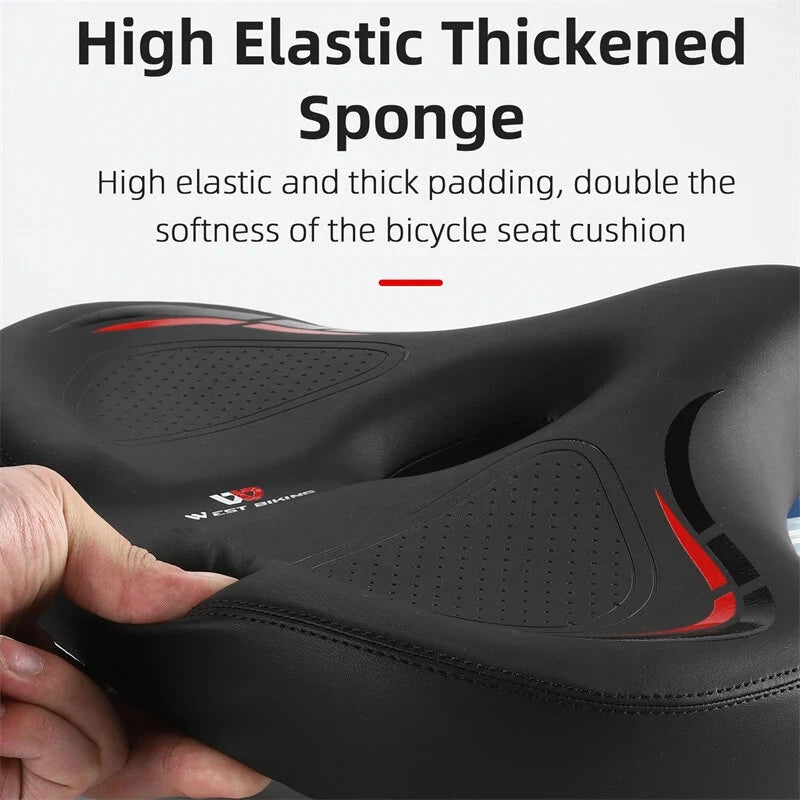 WEST BIKING Oversized MTB Bike Saddle Shock Absorbing Breathable Cycling Seat Widen Thicken Universal Soft Cushion Electric Bike Saddle
