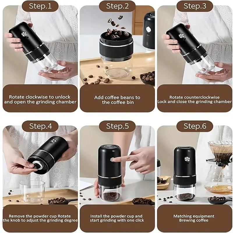 IPRee Electric Coffee Bean Grinder Ceramic Grinding Core Wireless Adjustable Automatic Electric Coffee Grinder Handheld Home