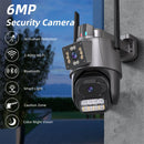 3MP+3MP Dual Lens WiFi Security Camera 5X Zoom Dual Screen PTZ Camera  ICSEE APP Outdoor Auto Tracking Color Night Vision AI Human Detection Two-Way Audio IP66 Waterproof Surveillance Camera