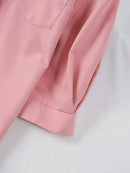 ZANZEA Womens Lapel Blouses 3/4 Length Sleeve Solid Color Shirts with Chest Pocket