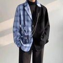 INCERUN Mens Plaid Patchwork Long Sleeve Blazer Two-tone Stylish Casual Suit Outwear for Spring Fall