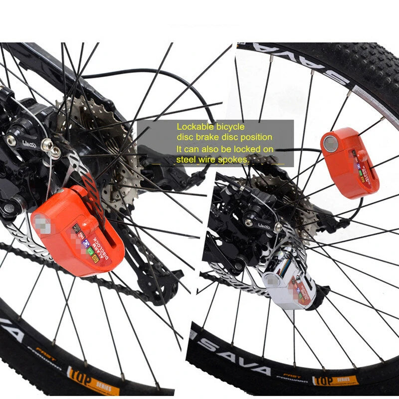 ROBESBON Bicycle Disc Brake Lock 110dB Loud Alarm Anti-thief Protection Aluminum Alloy Waterproof Reminding Rope Lock for Bike Motorcycle