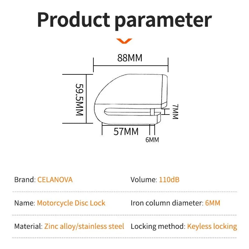 Smart Bicycle Disc Brake Lock 110dB Loud Alarm Anti-thief Protection Aluminum Alloy Waterproof Reminding Rope Lock for Bike Motorcycle