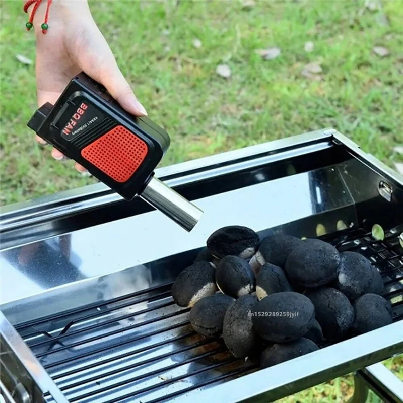 Electric BBQ Charcoal Ignition Tool Powerful Drum Fan Handheld Electric BBQ Fan Blower for Outdoor Camping BBQ Picnic Cooking Bakery BBQ Tools