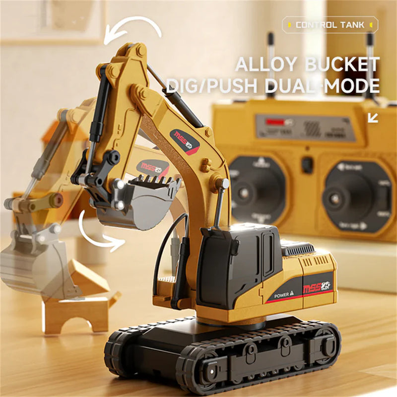 BRRRRT RTR 1/64 2.4G Mini RC Car Alloy Forklift Excavator Dump Truck Support App Remote Controlled LED Light Sound Engineering Vehicle Desktop Toys Model Collection Gift For Boys