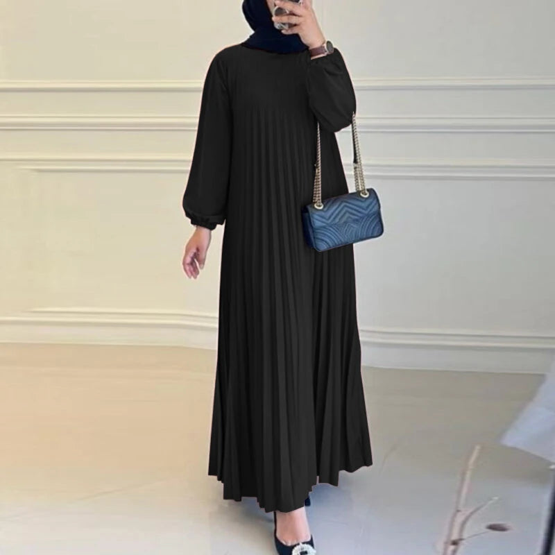 ZANZEA Fashion Women Ethnic Dress Elegant Lantern Sleeve Maxi Dresses Plain A-Line Sundress