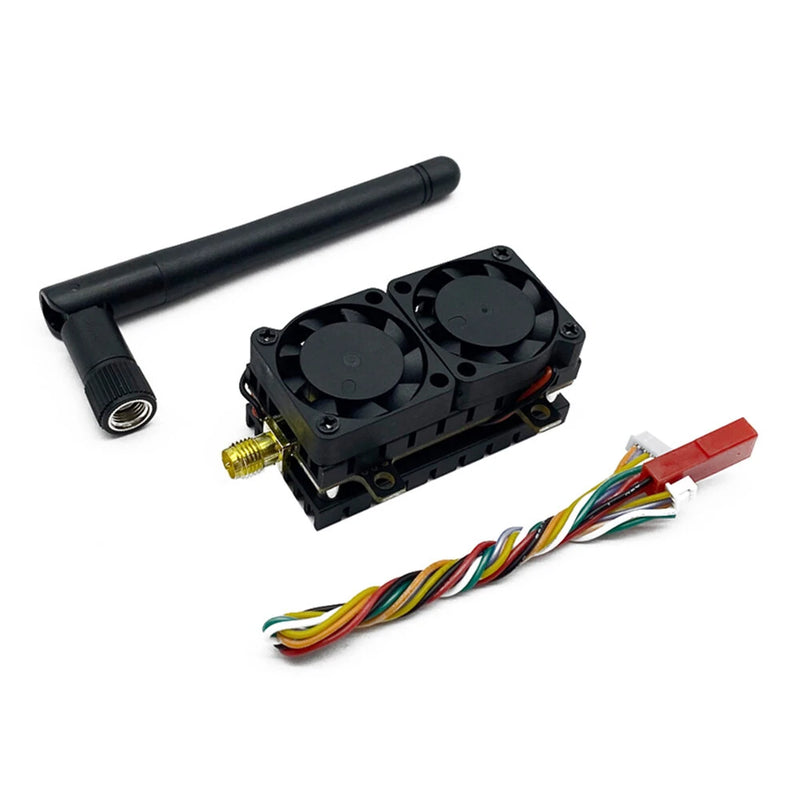 High Power 200mw 500mw 1W 5.5W Adjustable VTX FPV Transmitter with 1200TVL Analog FPV Camera 5.8G 48CH Dual Cooling Fans 7-36V FPV Transmitter Long Distance Wireless Image Transmission SmartAudio TBS Support for FPV Racing Drone RC Airplane Fixed Wings