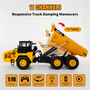Huina Toys 1553 RTR 1/16 2.4G 11CH RC Car Dump Truck LED Light 360 Rotation Alloy Cab Engineering Remote Control Vehicles Desktop Model Collection Gift For Boys