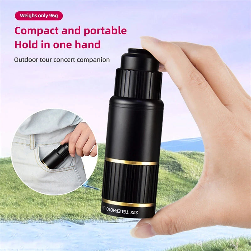 IPRee 22X Monoculars Metal Telescope Lens  Concert HD Mobile Phone Camera Telescope for Hiking Camping Wildlife Observation Moon Sports Game Concert Watching