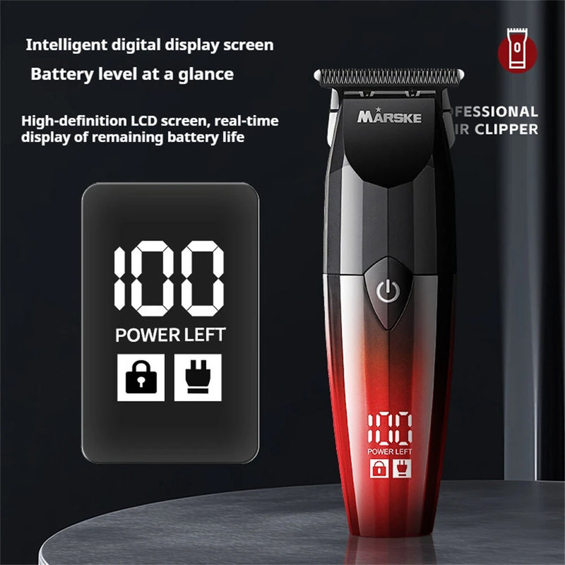 MARSKE MS-5066 Professional Hair Clipper 7200RPM Motor 800mAh Battery Cordless USB Recharge R-Shaped Blade Digital Display Adjustable Comb Trimmer