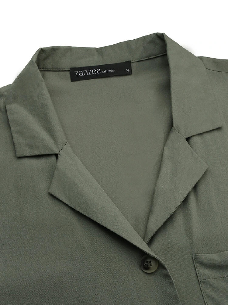 Women Button Front Camp Collar Cargo Style Short Sleeve Jumpsuits With Pocket