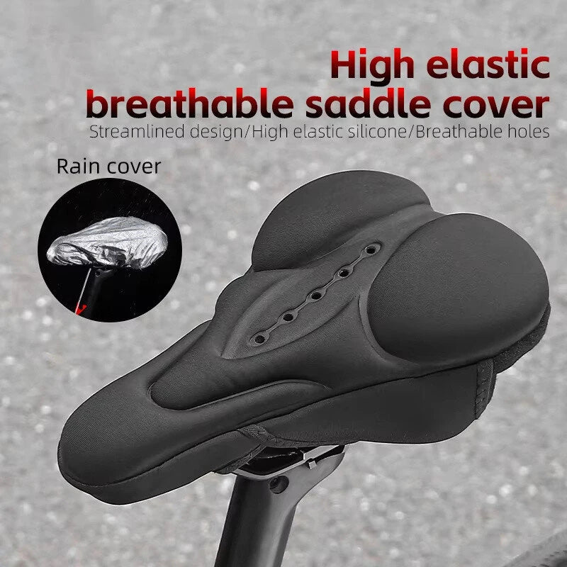 WEST BIKING Silicone High Elastic Bicycle Cushion Cover Breathable Soft Bike Seat Cushion with Rainproof Protection for Outdoor Riding