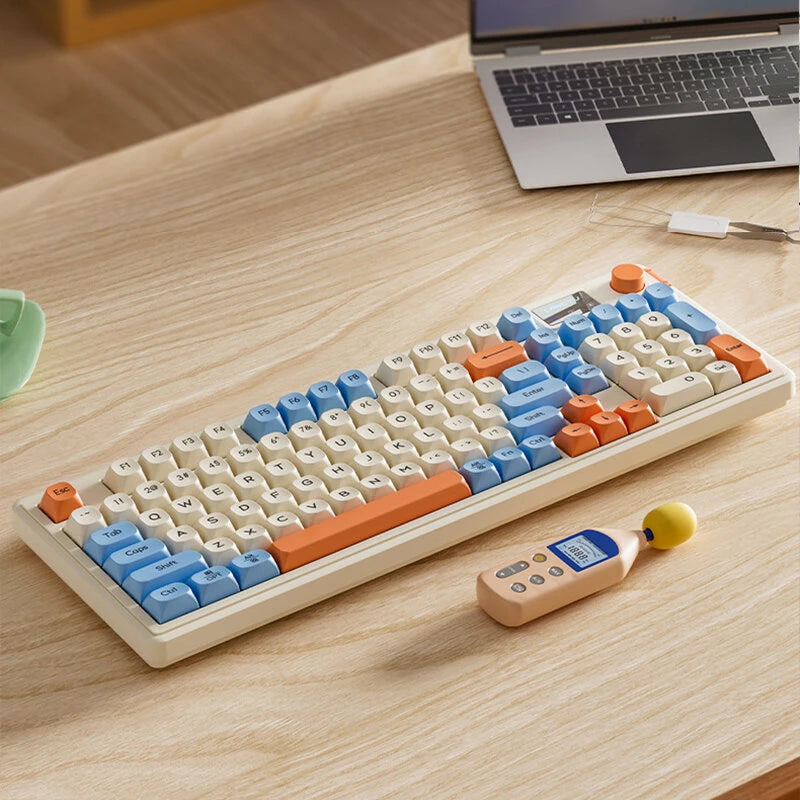 LANGTU L98 Wired RGB Gaming Keyboard with Display Screen and Volume Knob 98-Keys Gasket Structure Waterproof Membrane Mute Keyboards for PC Laptop Computer