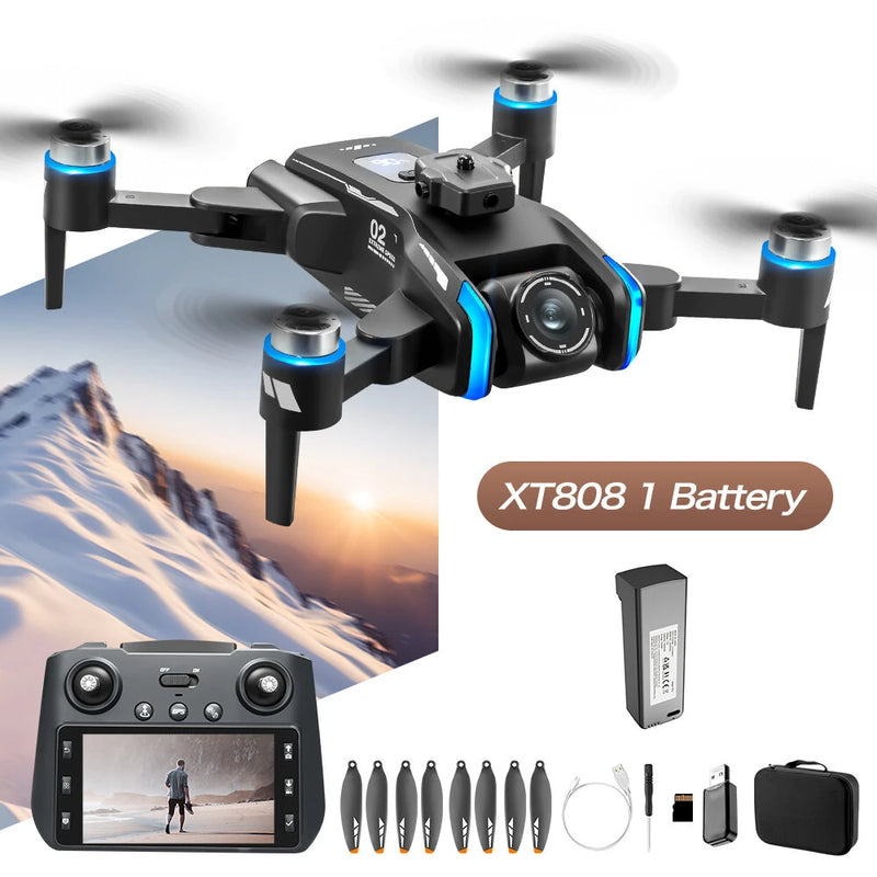 LSRC XT808 GPS 5G WiFi FPV with 5.9inch LCD Screen Controller 720P HD Dual Camera 180 Servo Gimbal 360 Obstacle Avoidance Brushless Foldable RC Drone Quadcopter RTF