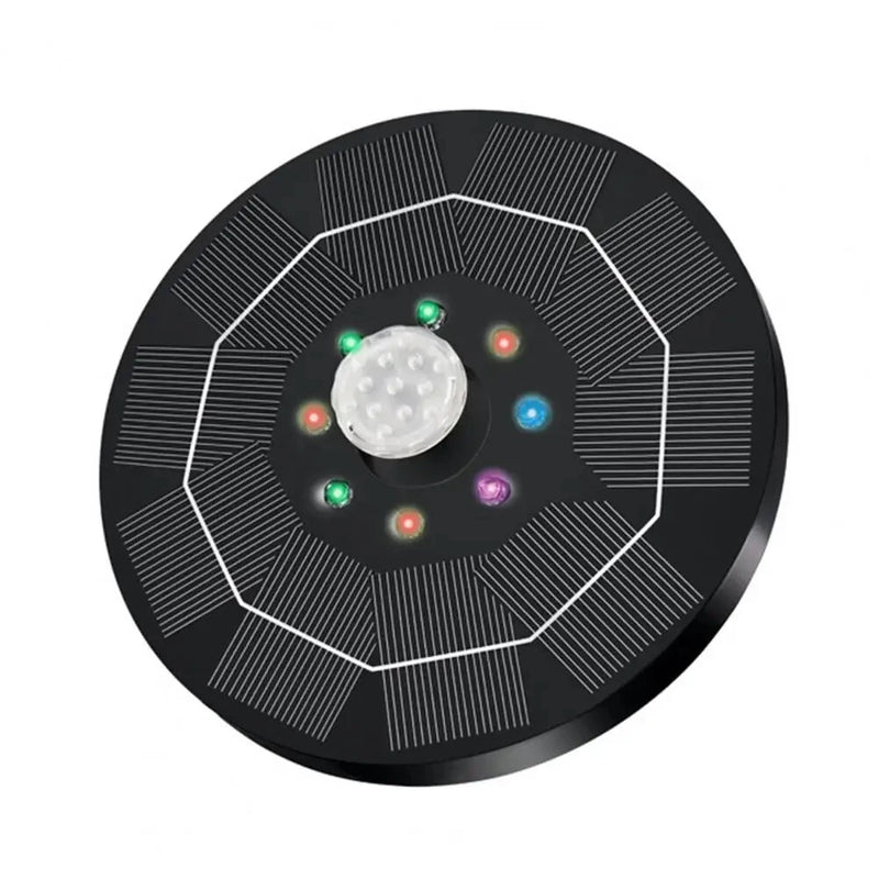 16cm Solar Floating Fountain with Lights 3W LED Solar Bird Bath Light Sensor with 6 Nozzles Auto On Off for Garden Decoration