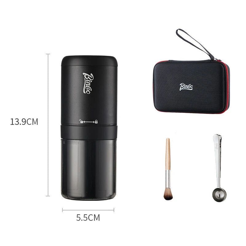 Bincoo Portable Electric Coffee Grinder Wireless USB Chargeable Professional Stainless Steel Burr Grinder Milling Machine