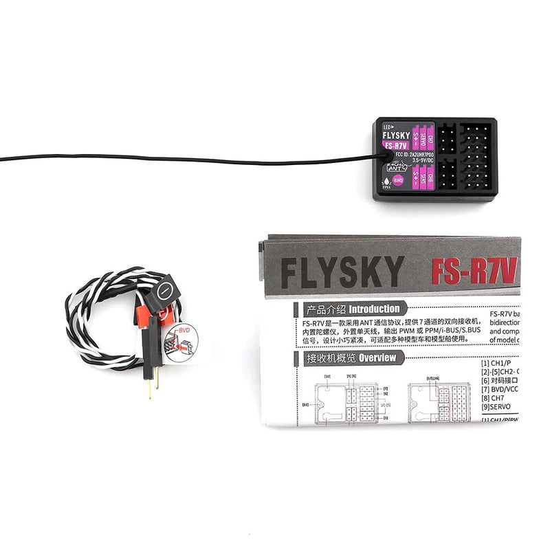 Flysky FS-R7V 2.4G 7CH ANT Protocol PWM/PPM/i-BUS/S.BUS RC Receiver External Single Antenna Built-in Gyroscope for G7P/G7P+ Transmitter RC Airplane Car Boat