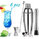 6PCS Stainless Steel Cocktail Shaker Set Professional Martini Drink Mixer Tool Set for Home Bar Party