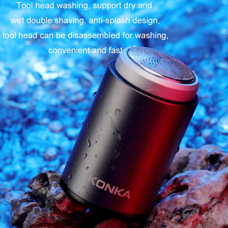 KONKA Mini Electric Shaver Wet/Dry Use Portable Floating Head Shaver Outdoor Full Body IPX7 Waterproof Men's Shaver
