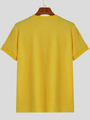 INCERUN Plus Size Men Solid Color Knitted T-shirt Summer Daily Casual Tee Men's Top