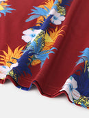 Mens Fashion Floral Printing Crew Neck Breathable Short Sleeve Casual T-Shirts