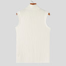 INCERUN Mens Solid Knit Textured Notched Neck Vest Elastic Sleeveless Tank Top for Male