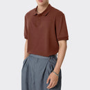 INCERUN Mens Solid Rib-Knit Short Sleeve Golf Shirt Comfy Fabric Lapel Top for Men